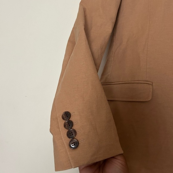 ASOS DESIGN super skinny suit jacket in tan linen mix - Picture 3 of 8